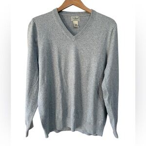 LL Bean Cotton Cashmere Gray V-Neck Sweater Men’s Size Medium Regular 274603